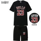 素衣黎人公牛队23号飞人乔丹t恤 Jordan球衣短袖篮球T恤套装短裤