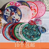 日本圆扇迷你折叠团扇小扇子布面绢扇旅游日式和风折扇纪念礼物