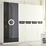 现代简约卧室家具储物柜 白亮光烤漆衣柜五门时尚新款衣柜 特价