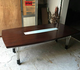 油漆会议桌小型会议桌实木皮简约现代2米2.4米定制钢木会议桌