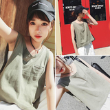 韩版2016夏季女装新款无袖背心上衣修身显瘦圆领纯色短款打底衫潮