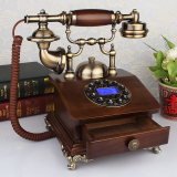 客厅家用老式古董电话仿古电话机实木复古金属旋转盘拨号座机欧式