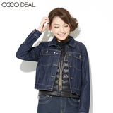 COCODEAL日系女装新款长袖复古修身短款牛仔小外套夹克35214209