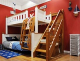 地中海美式梯柜上下高低床实木环保床子母床双层床儿童床特价定制