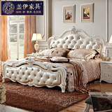 盖伊卧室成套家具 欧式床白色公主床1.5/1.8米皮艺婚床高箱储物床