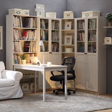 纯实木书柜书架白色两门书柜自由组合储物柜转角书柜带门柏木家具