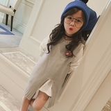 女童秋装2016新款韩版毛衣线衫衬衫两件套儿童中童小童女宝宝套装