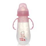 小不点硅胶奶瓶牛妈妈婴儿奶瓶240ml /140ml宽口防胀气防摔