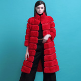2015新款整皮獭兔毛皮草外套中长款女士大衣韩版修身七分袖立领冬