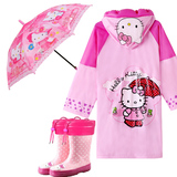 儿童雨衣雨披女童雨衣雨鞋套装充气 kt猫时尚雨披小女孩雨靴套装