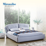 miromiho 小户型1.5米布艺床现代田园风格双人床可拆洗1.8米婚床