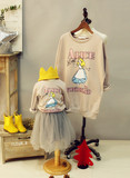 韩国大牌韩版 白雪公主冬季加厚款潮范宽松洋气亲子装T恤 卫衣