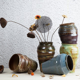粗土陶罐花瓶复古陶瓷手工水培花插创意花瓶花器客厅摆件粗陶摆设