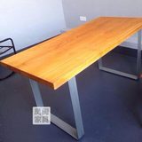 餐桌会议桌工作台电脑桌纯实木做旧长条桌办公桌现代台板式吧台桌