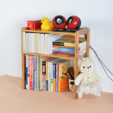 楠竹创意二三层桌上书架置物架实木文件夹收纳架学生儿童桌面书柜