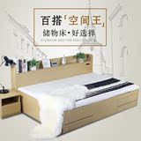 日韩式侧床头榻榻米床储物收纳板式高箱床1.5双人单人床包邮定制