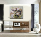 绘艺美 原创 水墨荷花 纯手绘油画 现代客厅卧室 中式 抽象装饰画