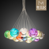 彩色玻璃儿童房吊灯现代吧台餐厅灯具创意LED魔幻泡泡簇中球吊灯