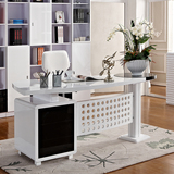 久美书桌简约时尚电脑桌书房弧形书台书柜组合现代家用宜家办公桌