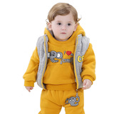 宝宝冬装 男女小童套装2015新款韩版婴儿衣服三件套卫衣加厚加绒