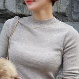 2016韩版新款秋冬季半高领长袖针织衫修身纯色紧身套头毛衣打底衫