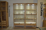 老榆木展柜架新中式免漆实木玻璃精品货架酒柜射灯茶叶柜带锁展柜