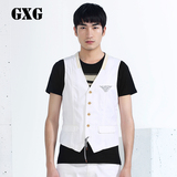 GXG[特惠]男装 男士时尚个性白色修身休闲马甲潮 #32209301