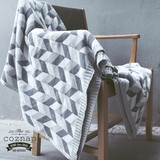 [coznap select]北欧风灰白几何休闲针织毯 纯棉沙发毯线毯子