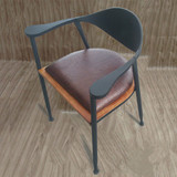 简约创意时尚休闲酒吧咖啡厅扶手椅 美式铁艺实木复古餐厅餐椅