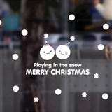 圣诞节快乐雪花雪球玻璃贴纸店铺橱窗装饰墙贴 个性可爱笑脸贴画