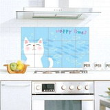居家家 可爱卡通小猫铝珀防油污墙贴 厨房防油贴纸 瓷砖防油贴