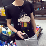 卡通短袖T恤男夏季蜡笔小新印花上衣男士修身韩版潮学生衣服体恤