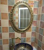 欧式浴室镜子椭圆壁挂卫生间镜防水地中海卫浴镜化妆大镜子