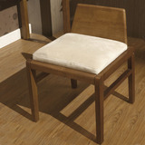 实木梳妆凳 橡木化妆凳子 胡桃色化妆小椅子 软包坐垫 卧室矮凳