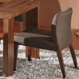 北欧风格餐椅 实木餐椅 休闲布椅子 简约胡桃木皮餐厅椅子 坐椅