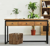 简约现代笔记本台式电脑桌实木带抽屉家用书桌写字台办公桌松木桌