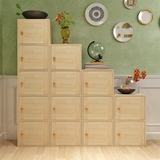 包邮实木收纳柜储物柜带门加锁自由组合小格子柜子儿童书柜木制柜