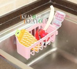 日本进口吸盘厨房水槽钢丝球抹布架刷碗海绵控水盒洗碗巾收纳整理