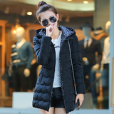 2015新款韩版修身轻薄女士波浪奢华棉服女中长款加厚冬装外套棉袄