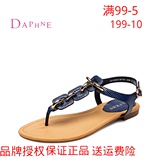 Daphne/达芙妮正品凉鞋 罗马风平底金属装饰夹趾女凉鞋1015303135