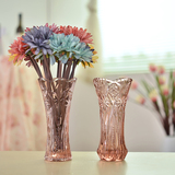 创意彩色水晶玻璃插花瓶水培富贵竹百合玫瑰简约现代装饰花器摆件