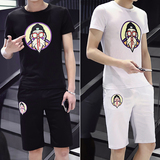 现货第二波 时尚新款夏款休闲T恤套装 舒适透气印花系列TV01/P45