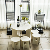 宜家小户型 阳台桌椅 现代简约白色 咖啡桌创意圆桌茶几椅子组合