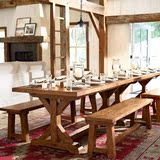 美欧式loft复古铁艺实木餐桌简约 做旧会议办公电脑桌椅组合家具