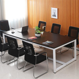办公家具白色烤漆会议桌简约现代不锈钢脚时尚长方形桌椅