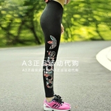 adidas 三葉草 正品 花卉女子运动长裤 打底裤 瑜伽健身裤 AK0608