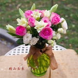 杭州同城鲜花速递玫瑰绣球向日葵桔梗瓶养花居家商务实体花店送花
