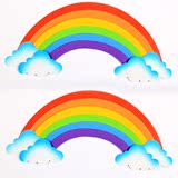 幼儿园教室墙面布置装饰3D墙贴主题墙材料卡通泡沫渐变色白云彩虹