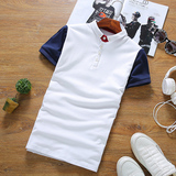 夏季韩版微领T恤男短袖修身型简约学生纯棉上衣翻领polo衫潮 常规