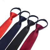 5CM潮男女士学生团体校服领带懒人易拉得拉链式 黑红藏青蓝色窄版